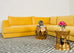 Bespoke Yellow Mohair Velvet Upholstered Sectional Sofa