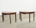 Pair of Italian Neoclassical Walnut Apollo Sunburst Demilunes