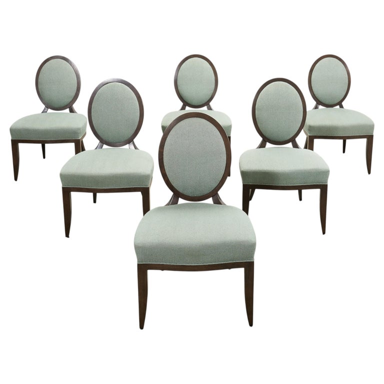 Set of Six Barbara Barry for Baker Oval X-Back Dining Chairs