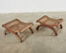Pair of British Colonial Style Plantation Lounge Chairs with Ottomans