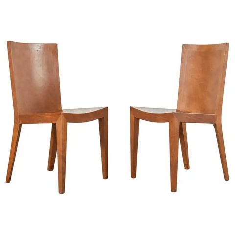 Pair of Signed Karl Springer Goatskin JMF Chairs, 1986