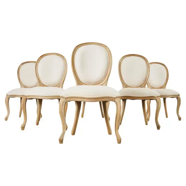 Set of Six Country French Provincial Style Dining Chairs