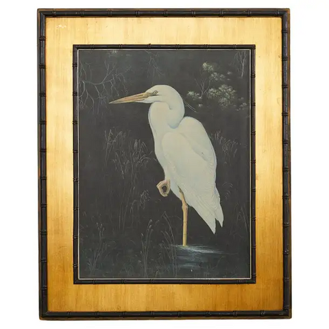 Gerard F. Smith Great White Heron Faux Bamboo Framed Print