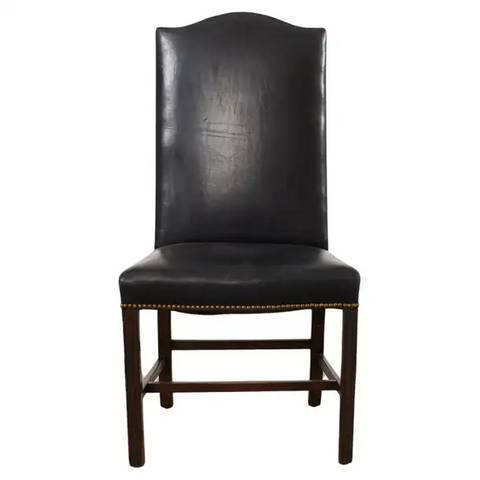 19th Century Georgian Style Mahogany Leather Hall Chair