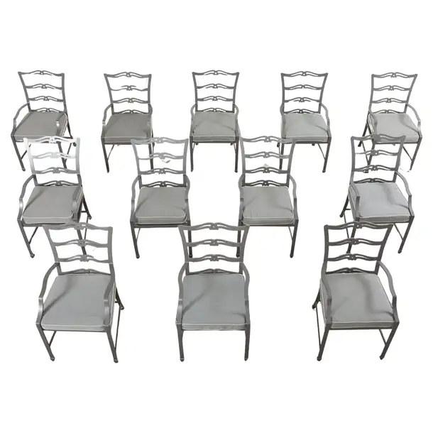 Set of Twelve McKinnon & Harris Ladder Back Garden Dining Chairs