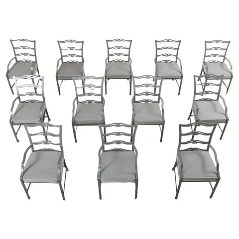 Set of Twelve McKinnon & Harris Ladder Back Garden Dining Chairs