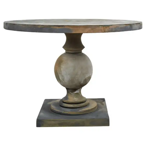 Neoclassical Style Patinated Zinc Garden Dining Center Table