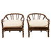 Pair of McGuire Organic Modern Twisted Rattan Lounge Chairs