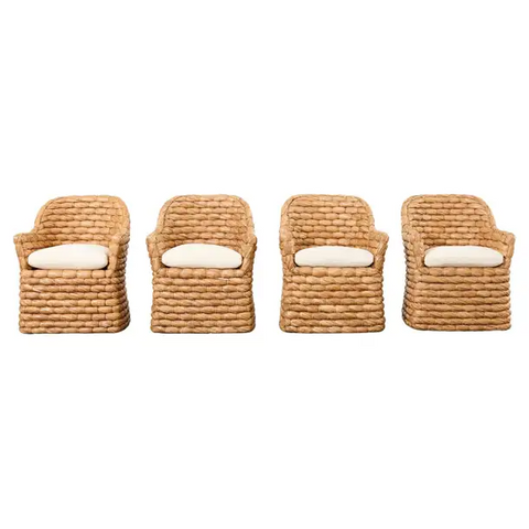 Set of Four Ralph Lauren Joshua Tree Woven Dining Chairs