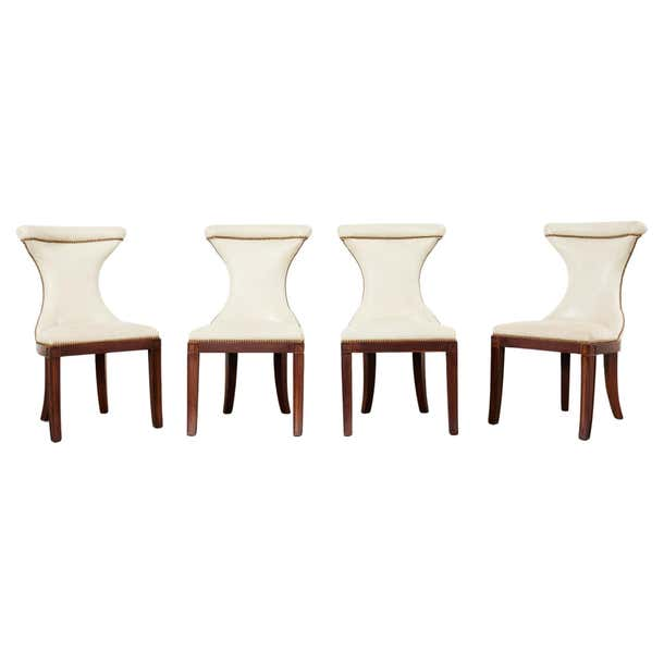 Set of Four Ralph Lauren Regency Style Leather Dining Chairs