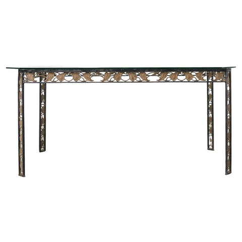 Art Nouveau Iron Bronze Leaf Garden Dining Table