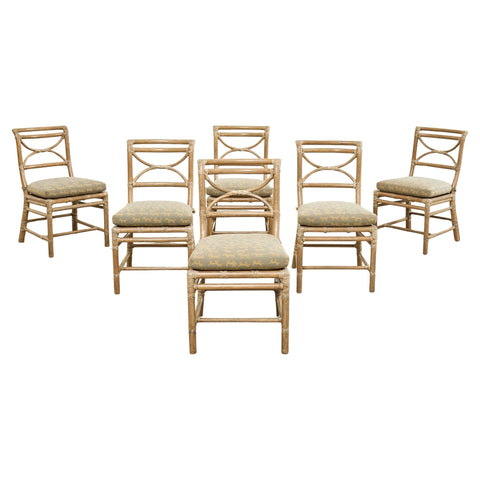 Set of Six McGuire Organic Modern Rattan Dining Chairs