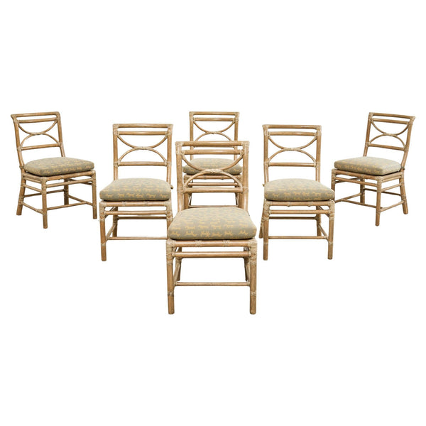 Set of Six McGuire Organic Modern Rattan Dining Chairs