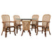 Set of Four Organic Modern Rattan Dining Chairs and Table