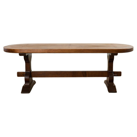 Country French Oak Farmhouse Dining Table Demilune Ends