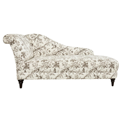 French Toile de Jouy Flora and Fauna Upholstered Daybed Chaise