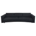 Modern Curved Sofa in Black Linen After Edward Wormley