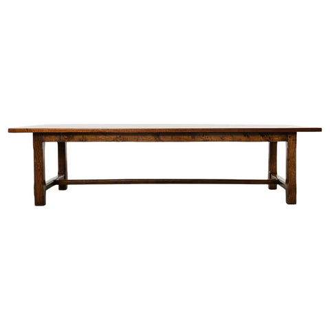 Monumental Country French Walnut Farmhouse Trestle Dining Table