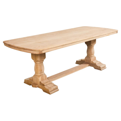 Country French Bleached Oak Farmhouse Trestle Dining Table