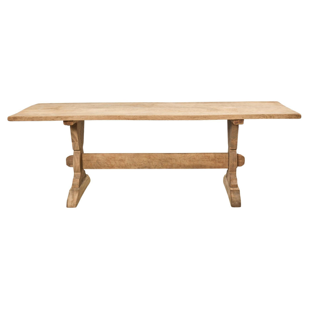 Country French Bleached Oak Farmhouse Trestle Dining Table