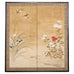 Japanese Showa Two Panel Screen Songbirds Amid Flowers