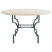 Neoclassical Style Travertine Iron Garden Dining Table