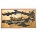 Japanese Showa Four Panel Screen Nanban Ship on Gilt