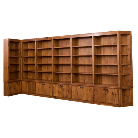 Monumental Pine Bookcase Sectional Wall Library 15 ft.