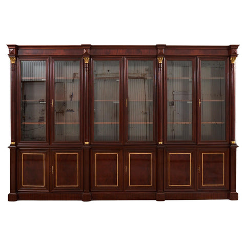 Grand Regency Style Bronze Mounted Mahogany Library Bookcase