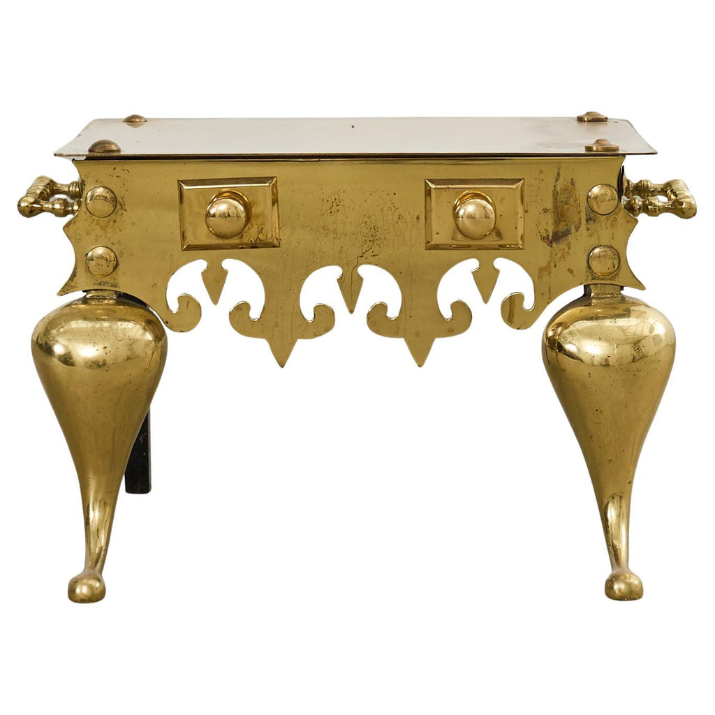 19th Century English Patinated Brass Footman Trivet Stand