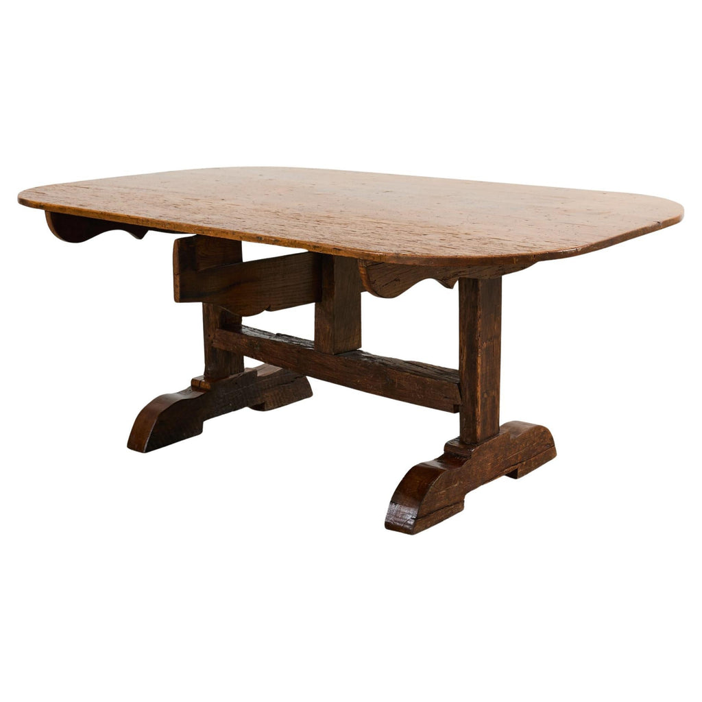 19th Century French Pine Tilt Top Vendange Dining Table