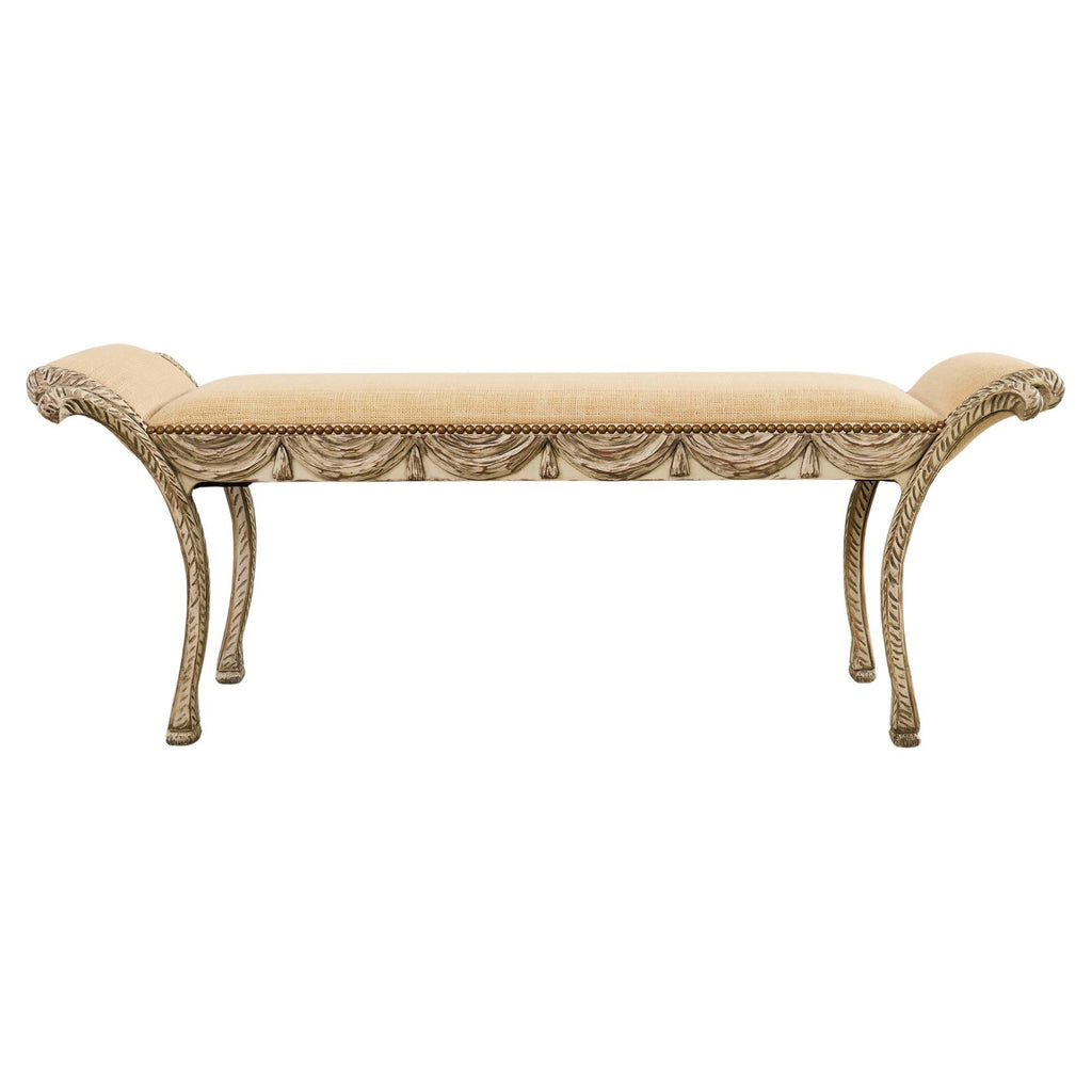 Italian Neoclassical Style Trompe l'oeil Carved Bench Seat