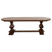 Country Italian Oak Farmhouse Trestle Dining Table Round Ends