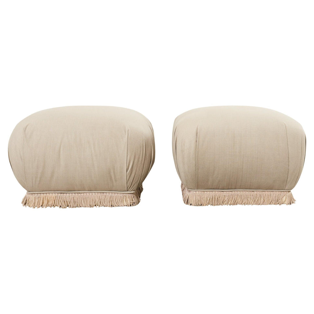 Pair of Karl Springer Style Souffle Ottomans by Marge Carson