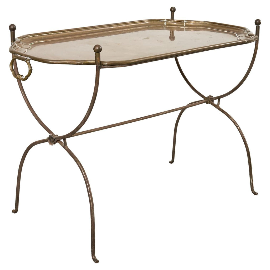 Neoclassical Style German Patinated Brass Tray Cocktail Table