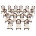 Set of Eighteen Organic Modern Rattan Leather Dining Chairs