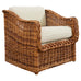 Michael Taylor Style Wicker Rattan Armchair in Scalamandre
