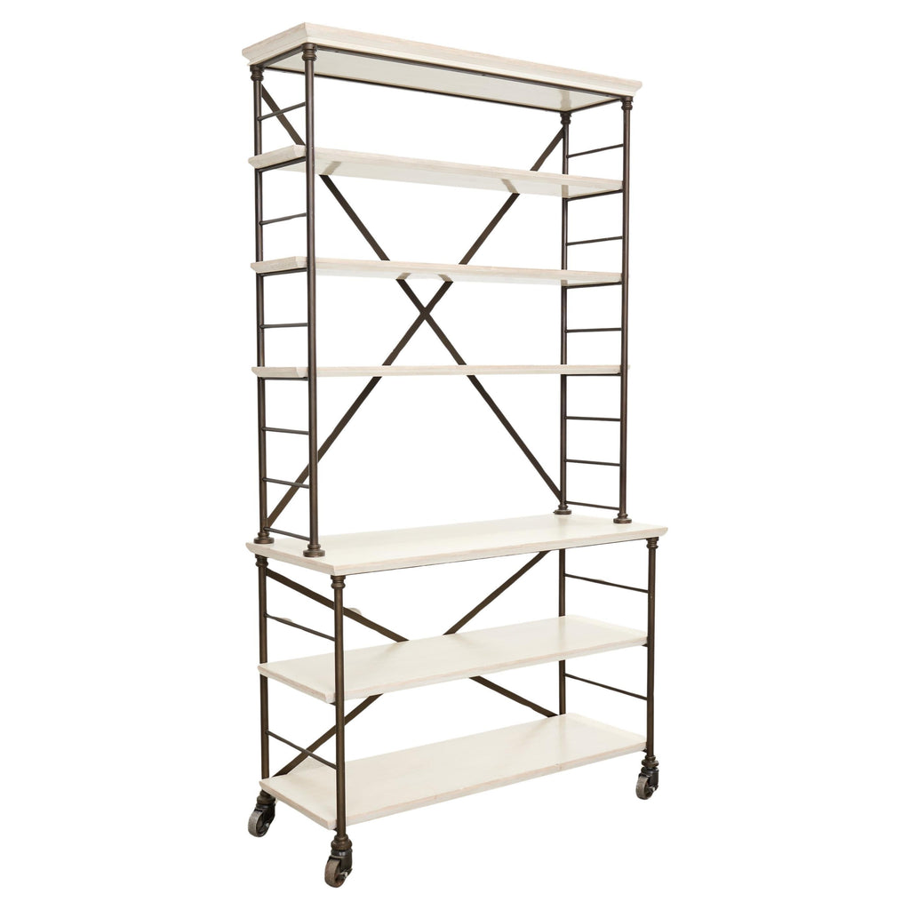 Industrial Style Bronzed Iron Rolling Bookcase Etagere by Suzanne Kasler