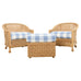 Pair of McGuire Rattan Wicker Lounge Chairs and Ottoman