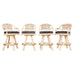 Set of Four McGuire Rattan Leather Swivel Bar Stools