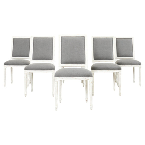 Set of Six Louis XVI Style Square Back Painted Dining Chairs