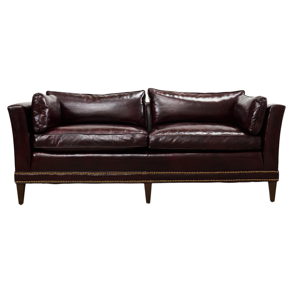 English Regency Style Waxed Cordovan Leather Case Sofa