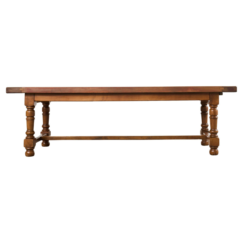 Country English Provincial Walnut Farmhouse Trestle Dining Table 8 Ft.