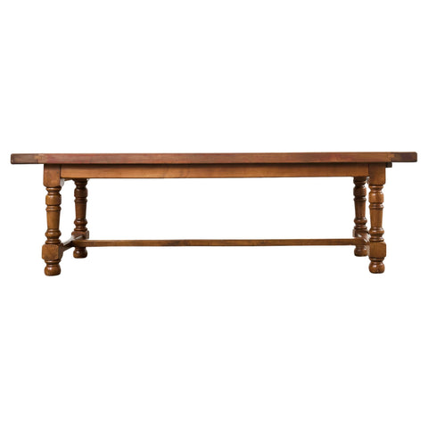 Country English Provincial Walnut Farmhouse Trestle Dining Table 8 Ft.