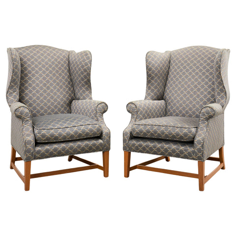 Pair of Midcentury English Georgian Style Wingback Chairs