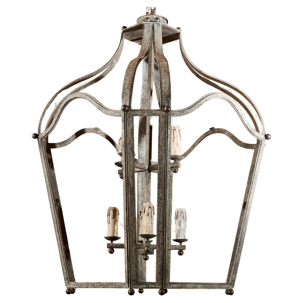 Monumental Dennis & Leen Attributed Patinated Iron Bronze Lantern