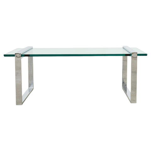 Charles Hollis Jones Chrome Glass "Box" Coffee Table
