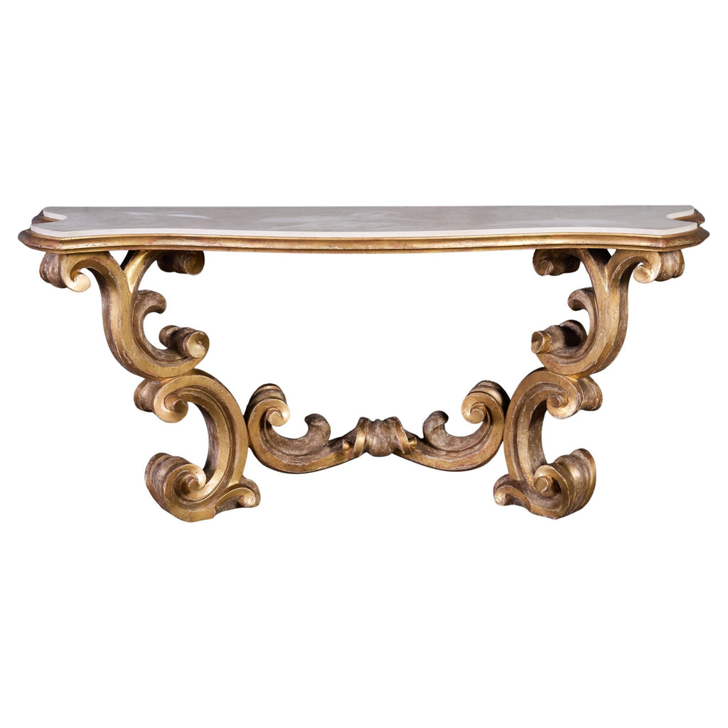 Dennis and Leen Baroque Console French Limestone Top