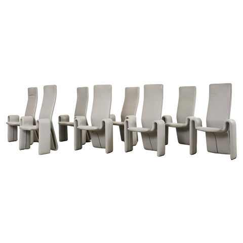 Set of Eight Steve Leonard for Brayton Leather Dining Chairs