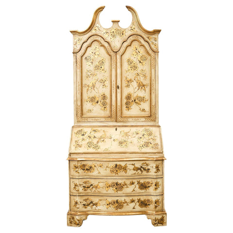 Venetian Style Chinoiserie Decorated Parcel Gilt Secretary